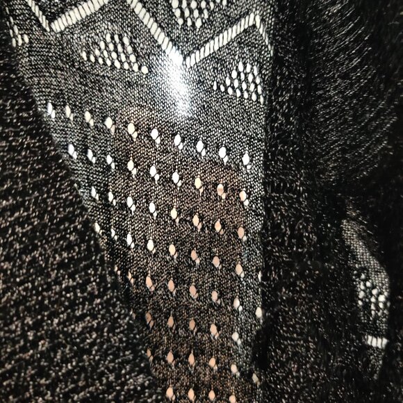 Cathy Daniels L Vintage Y2K Black Metallic Knit Cowl Neck 3/4 Sleeve Sweater Top - Picture 7 of 11